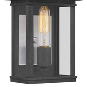 Quoizel Berkley 1 Light Outdoor Lantern, Mottled Black/Clear