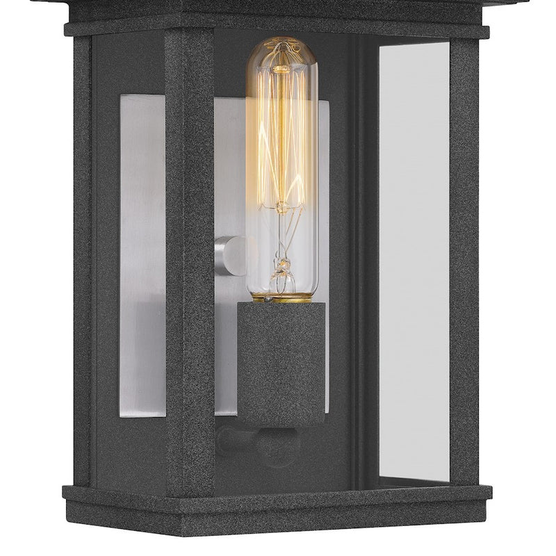 Quoizel Berkley 1 Light Outdoor Lantern, Mottled Black/Clear