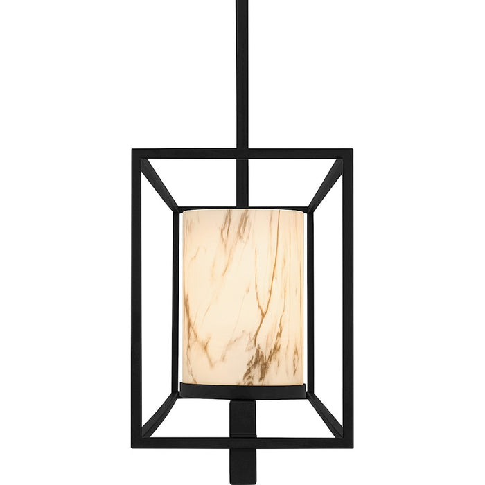 Quoizel Bentley 5 Light Island Light, Matte Black/Marble Glass