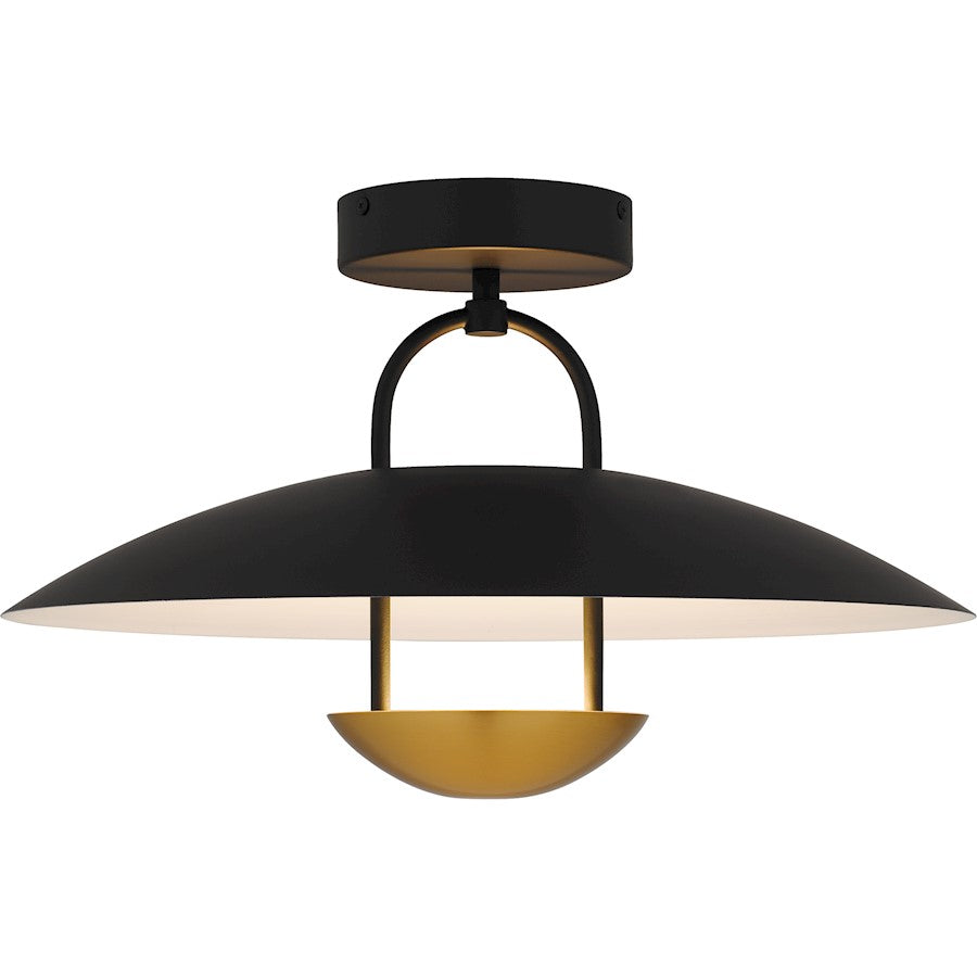 Quoizel Bingham Light Semi-Flush Mount, Matte Black/Metal - BIN1718MBK