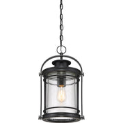 Quoizel Booker 10in 1-Light Outdoor Lantern | Industrial Mystic Black and Clear Seedy Glass | Entryway & Porch | 10.5 x 9 x 17.75 in | Model BKR1910K