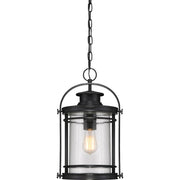 Quoizel Booker 10in 1-Light Outdoor Lantern | Industrial Mystic Black and Clear Seedy Glass | Entryway & Porch | 10.5 x 9 x 17.75 in | Model BKR1910K