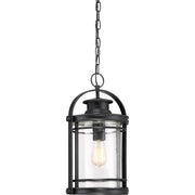 Quoizel Booker 10in 1-Light Outdoor Lantern | Industrial Mystic Black and Clear Seedy Glass | Entryway & Porch | 10.5 x 9 x 17.75 in | Model BKR1910K