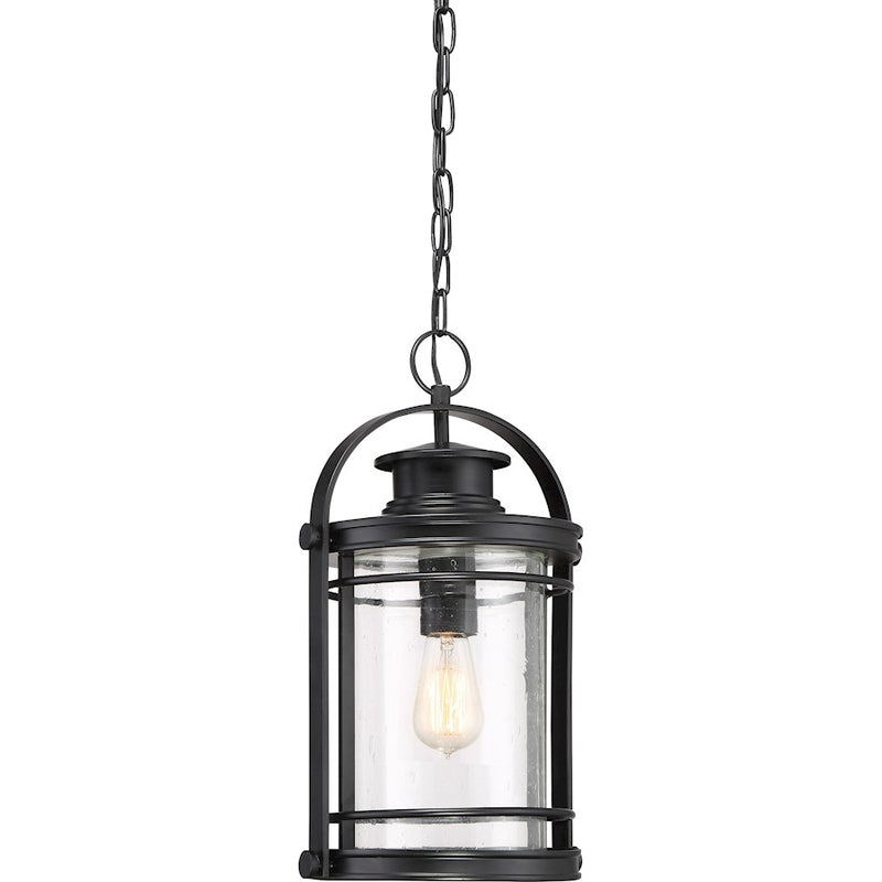 Quoizel Booker 10in 1-Light Outdoor Lantern | Industrial Mystic Black and Clear Seedy Glass | Entryway & Porch | 10.5 x 9 x 17.75 in | Model BKR1910K