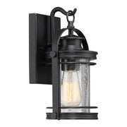 Quoizel Booker 6in 1-Light Outdoor Wall Sconce | Traditional Mystic Black and Clear Seedy Glass | Porch & Entryway | Model BKR8406K