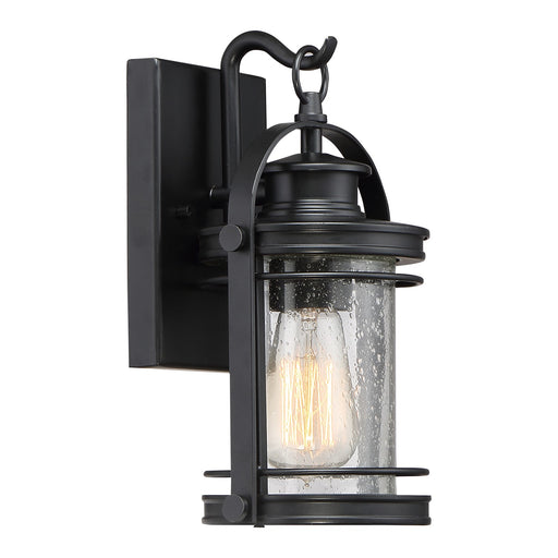Quoizel Booker 6in 1-Light Outdoor Wall Sconce | Traditional Mystic Black and Clear Seedy Glass | Porch & Entryway | Model BKR8406K