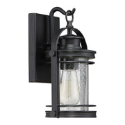Quoizel Booker 6in 1-Light Outdoor Wall Sconce | Traditional Mystic Black and Clear Seedy Glass | Porch & Entryway | Model BKR8406K