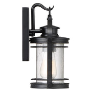 Quoizel Booker 6in 1-Light Outdoor Wall Sconce | Traditional Mystic Black and Clear Seedy Glass | Porch & Entryway | Model BKR8406K