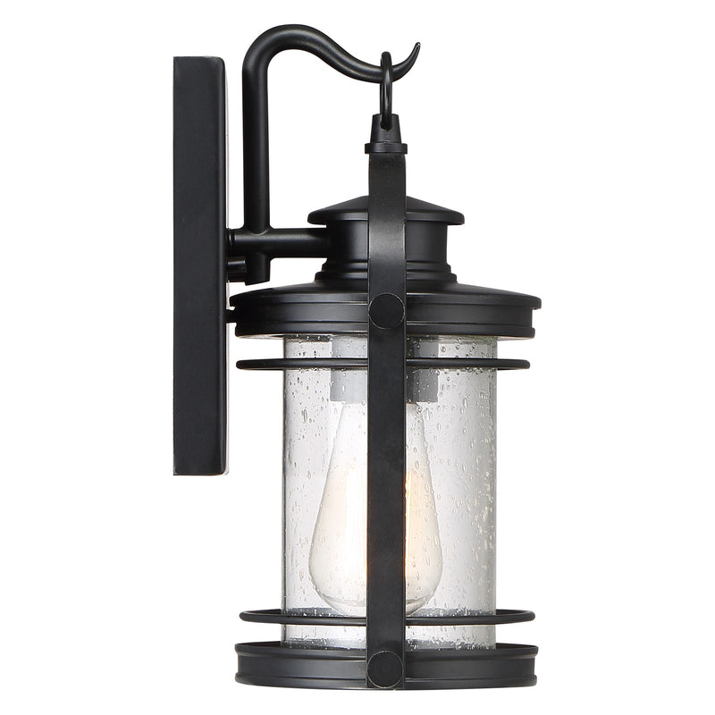 Quoizel Booker 6in 1-Light Outdoor Wall Sconce | Traditional Mystic Black and Clear Seedy Glass | Porch & Entryway | Model BKR8406K
