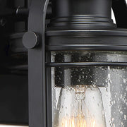 Quoizel Booker 6in 1-Light Outdoor Wall Sconce | Traditional Mystic Black and Clear Seedy Glass | Porch & Entryway | Model BKR8406K