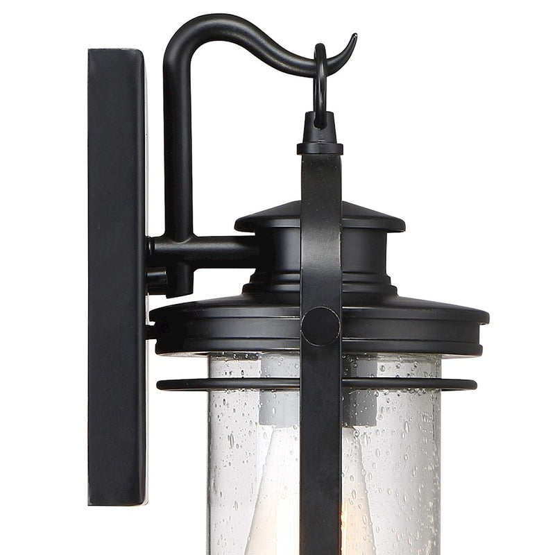 Quoizel Booker 6in 1-Light Outdoor Wall Sconce | Traditional Mystic Black and Clear Seedy Glass | Porch & Entryway | Model BKR8406K
