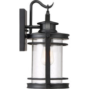 Quoizel Booker 9in 1-Light Outdoor Wall Sconce | Traditional Mystic Black and Clear Seedy Glass | Porch & Entryway | 9 x 8.5 x 15 in | Model BKR8408K