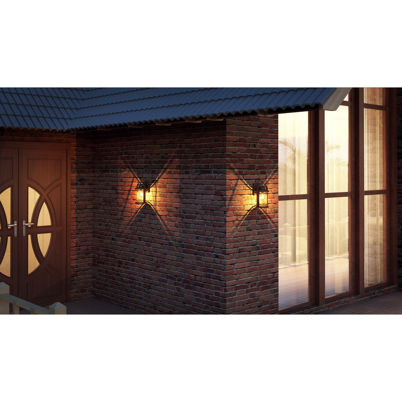 Quoizel Booker 9in 1-Light Outdoor Wall Sconce | Traditional Mystic Black and Clear Seedy Glass | Porch & Entryway | 9 x 8.5 x 15 in | Model BKR8408K