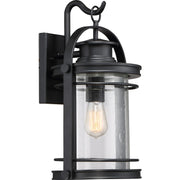 Quoizel Booker 11in 1-Light Outdoor Wall Sconce | Traditional Mystic Black and Clear Seedy Glass | Porch & Entryway | Model BKR8410K