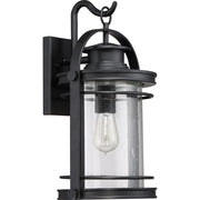 Quoizel Booker 11in 1-Light Outdoor Wall Sconce | Traditional Mystic Black and Clear Seedy Glass | Porch & Entryway | Model BKR8410K