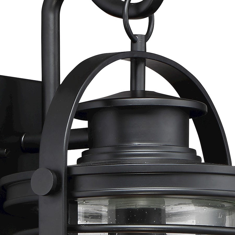 Quoizel Booker 11in 1-Light Outdoor Wall Sconce | Traditional Mystic Black and Clear Seedy Glass | Porch & Entryway | Model BKR8410K