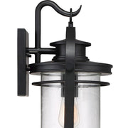 Quoizel Booker 11in 1-Light Outdoor Wall Sconce | Traditional Mystic Black and Clear Seedy Glass | Porch & Entryway | Model BKR8410K