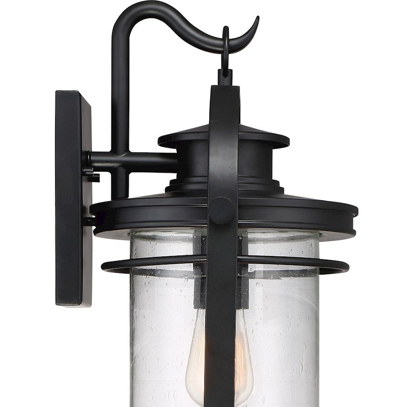 Quoizel Booker 11in 1-Light Outdoor Wall Sconce | Traditional Mystic Black and Clear Seedy Glass | Porch & Entryway | Model BKR8410K