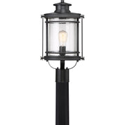 Quoizel Booker 10in 1-Light Outdoor Wall Sconce | Traditional Mystic Black and Clear Seedy Glass | Porch & Entryway | Model BKR9010K