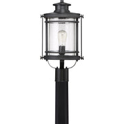 Quoizel Booker 10in 1-Light Outdoor Wall Sconce | Traditional Mystic Black and Clear Seedy Glass | Porch & Entryway | Model BKR9010K