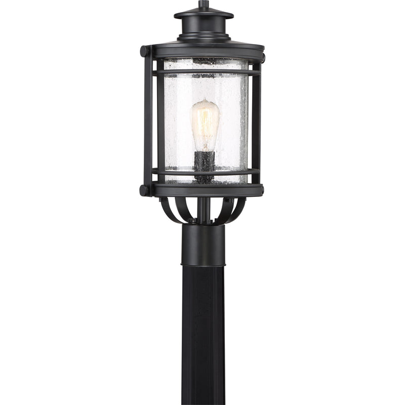 Quoizel Booker 10in 1-Light Outdoor Wall Sconce | Traditional Mystic Black and Clear Seedy Glass | Porch & Entryway | Model BKR9010K
