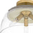 Quoizel Burkett 3 Light Semi-Flush Mount, Light Gold/Clear
