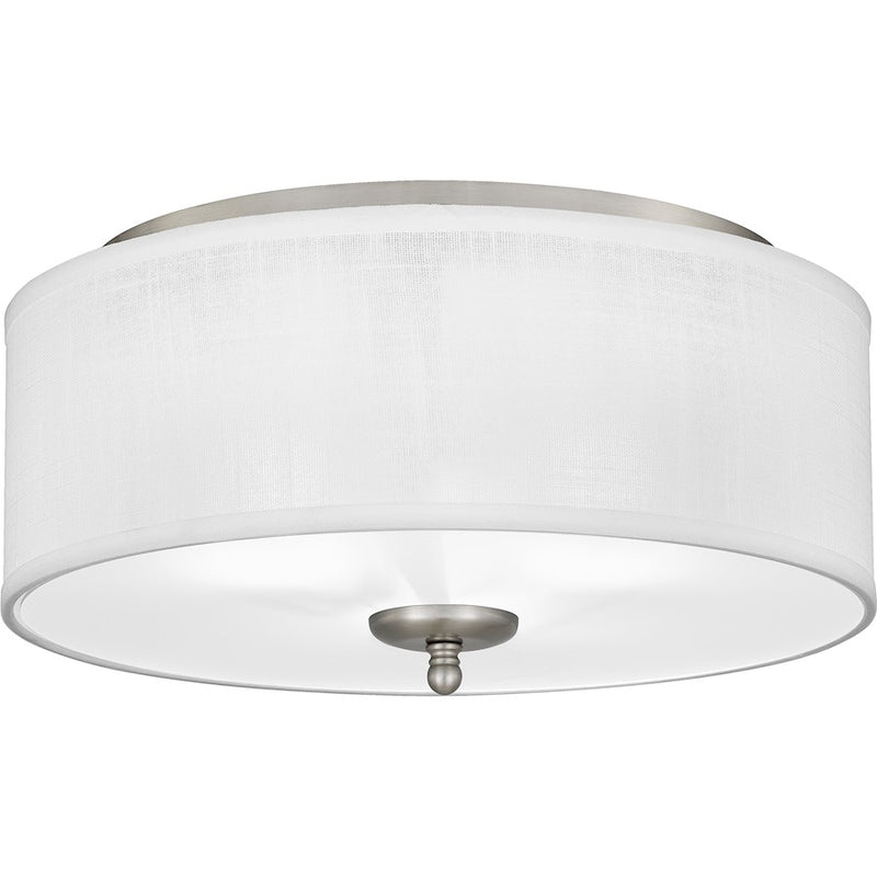 Quoizel Blanche 3 Light Flush Mount, Brushed Nickel/White