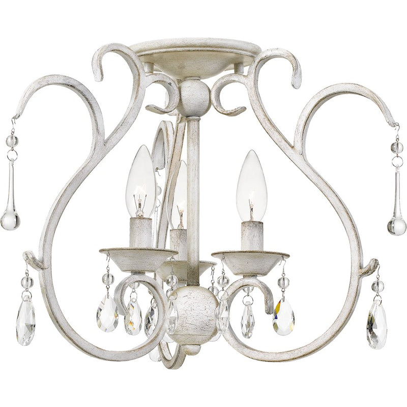 Quoizel Blanca 3 Light Semi-Flush Mount, Antique White