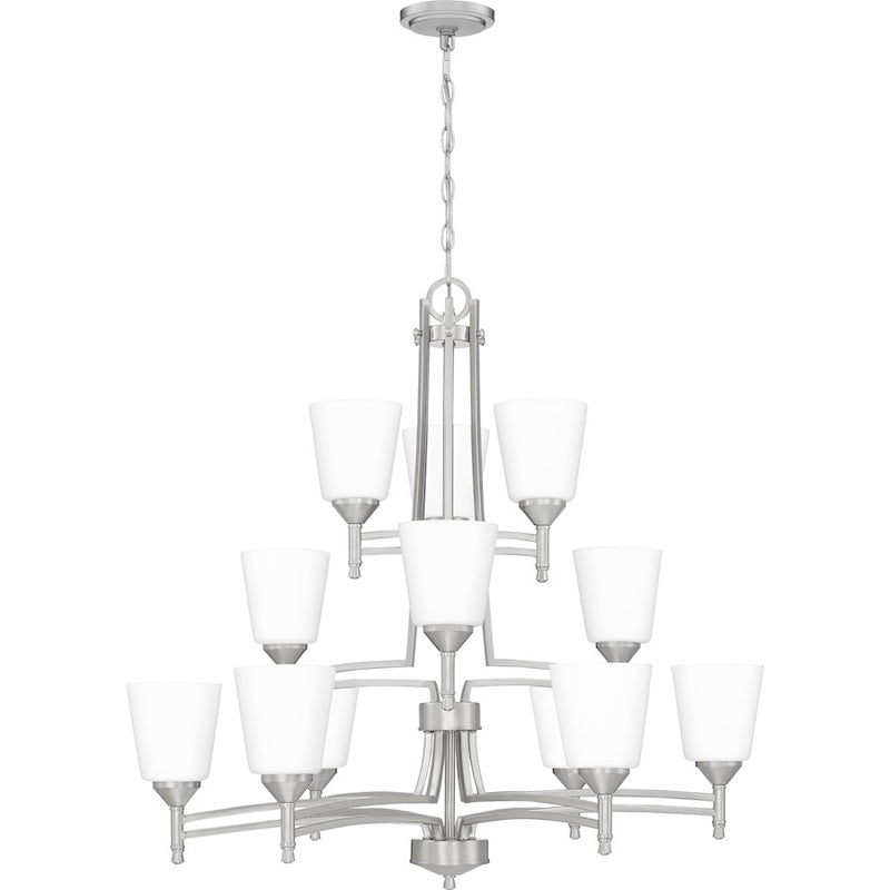 Quoizel Billingsley 12 Light Chandelier, Brushed Nickel