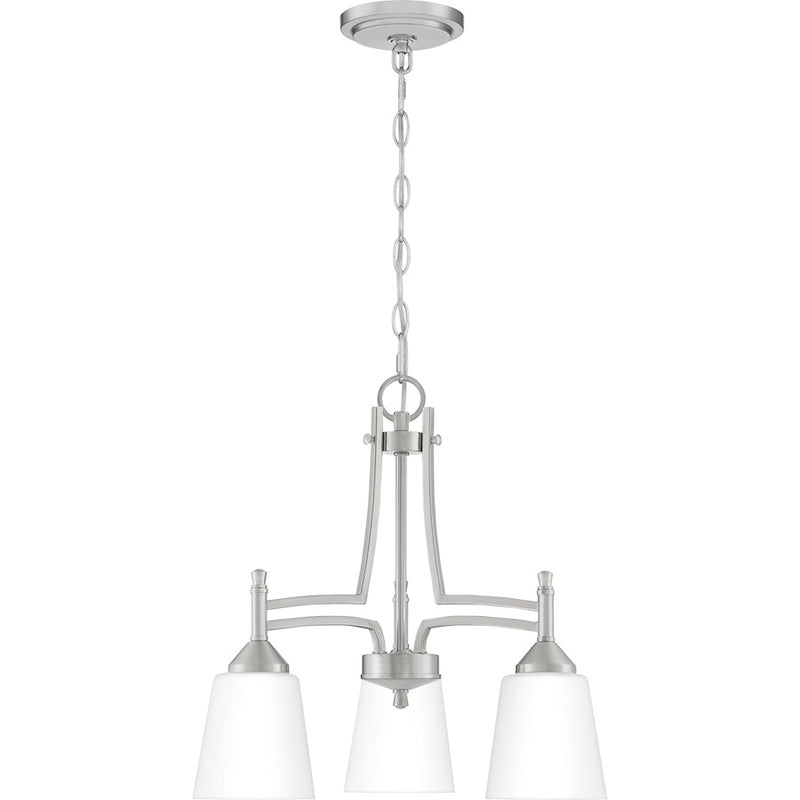 Quoizel Billingsley 3 Light Chandelier, Brushed Nickel