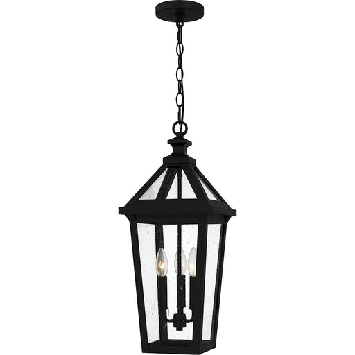 Quoizel Boulevard 3 Light 23" Outdoor Lantern, Black/Clear Seedy - BLV1909MBK