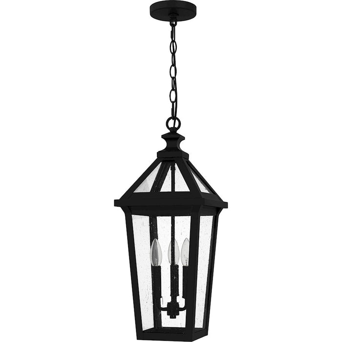 Quoizel Boulevard 3 Light 23" Outdoor Lantern, Black/Clear Seedy