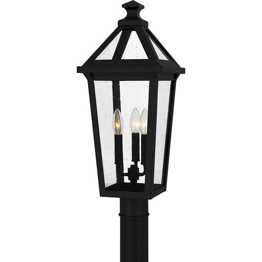 Quoizel Boulevard 3 Light Outdoor Post Lantern, Black/Clear Seedy - BLV9009MBK