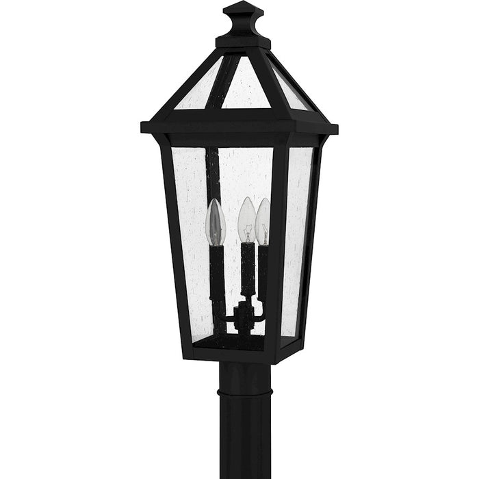 Quoizel Boulevard 3 Light Outdoor Post Lantern, Black/Clear Seedy