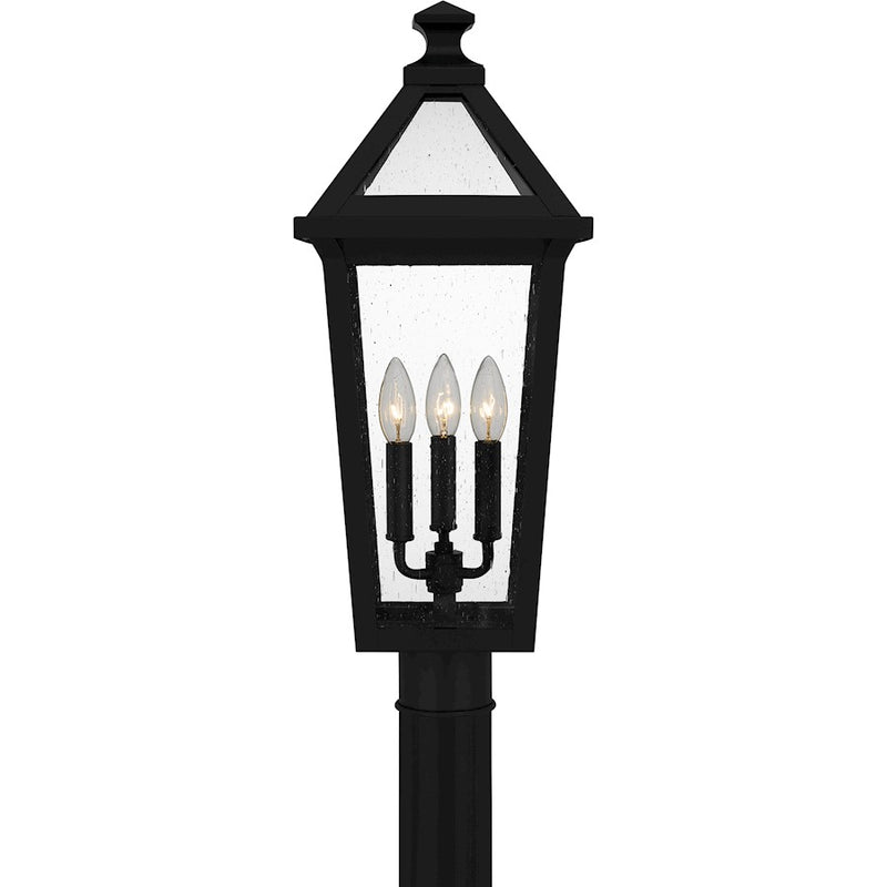 Quoizel Boulevard 3 Light Outdoor Post Lantern, Black/Clear Seedy