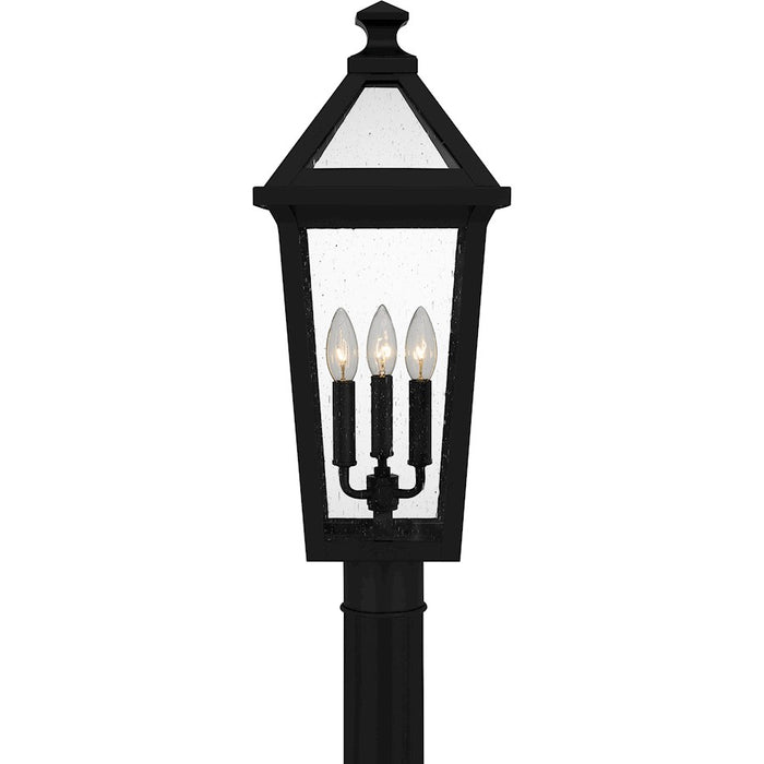 Quoizel Boulevard 3 Light Outdoor Post Lantern, Black/Clear Seedy