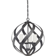 Quoizel Blacksmith 19in 4-Light Pendant | Sculptural Old Black and Opal Etched Glass | Kitchen Island & Dining Room | Model BMS2820OK