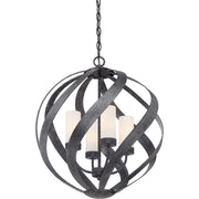Quoizel Blacksmith 19in 4-Light Pendant | Sculptural Old Black and Opal Etched Glass | Kitchen Island & Dining Room | Model BMS2820OK