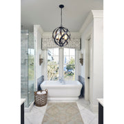 Quoizel Blacksmith 19in 4-Light Pendant | Sculptural Old Black and Opal Etched Glass | Kitchen Island & Dining Room | Model BMS2820OK