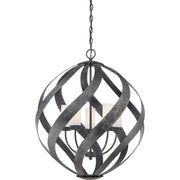 Quoizel Blacksmith 26in 5-Light Pendant | Industrial Old Black and Opal Etched Glass | Dining Room & Foyer | 26 x 26 x 29.5 in | Model BMS2826OK