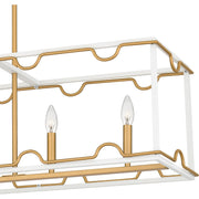 Quoizel Brinkman 42in 5-Light Island Chandelier | Modern Matte White and Brushed Weathered Brass Steel | Kitchen Island & Dining Room | Model BNK542W