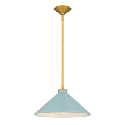 Quoizel Bradbury 1-Lt Pendant, Light Blue Shade/Brushed Gold - BRADB1814BRG