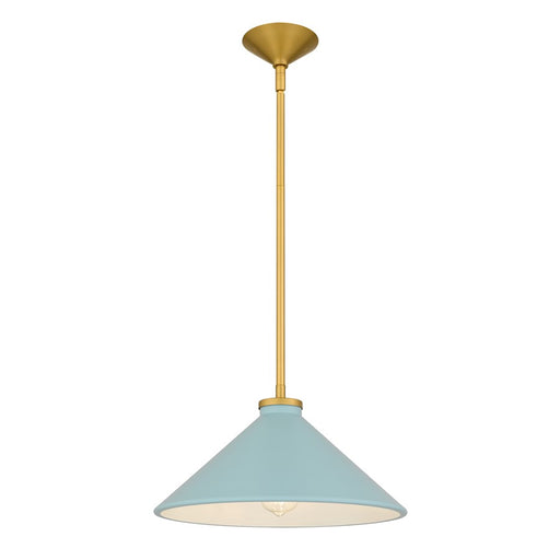 Quoizel Bradbury 1-Lt Pendant, Light Blue Shade/Brushed Gold - BRADB1814BRG