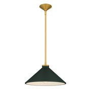 Quoizel Bradbury 1-Lt Pendant w/Dark Green Shade, Brushed Gold - BRADE1814BRG