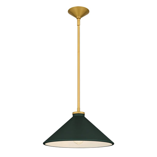Quoizel Bradbury 1-Lt Pendant w/Dark Green Shade, Brushed Gold - BRADE1814BRG