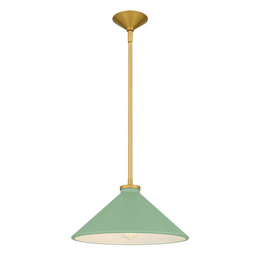 Quoizel Bradbury 1-Lt Pendant w/Light Green Shade, Brushed Gold - BRADG1814BRG