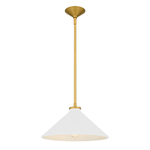 Quoizel Bradbury 1-Lt Pendant w/White Shade, Brushed Gold - BRADW1814BRG