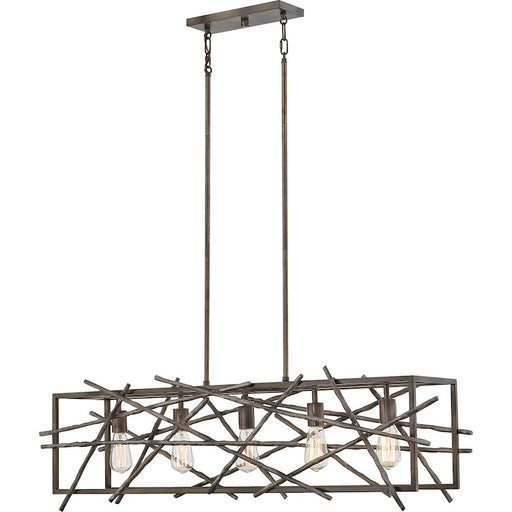 Quoizel Brigham Linear 5 Light Chandelier, Restored Bronze