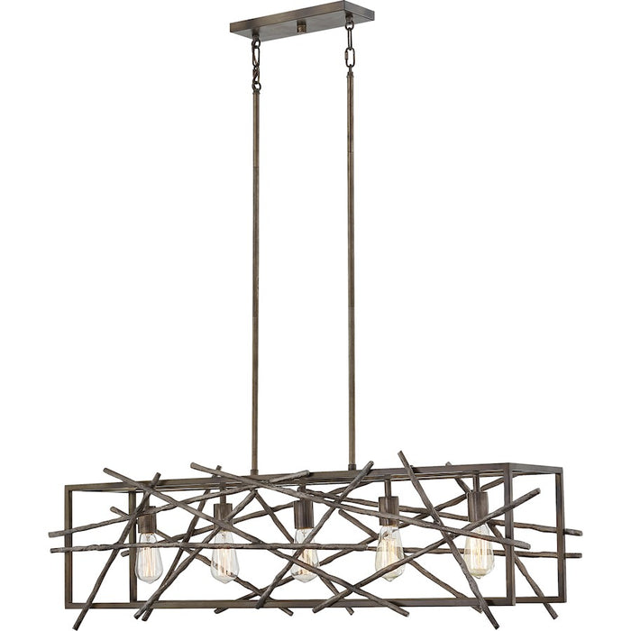 Quoizel Brigham Linear 5 Light Chandelier, Restored Bronze