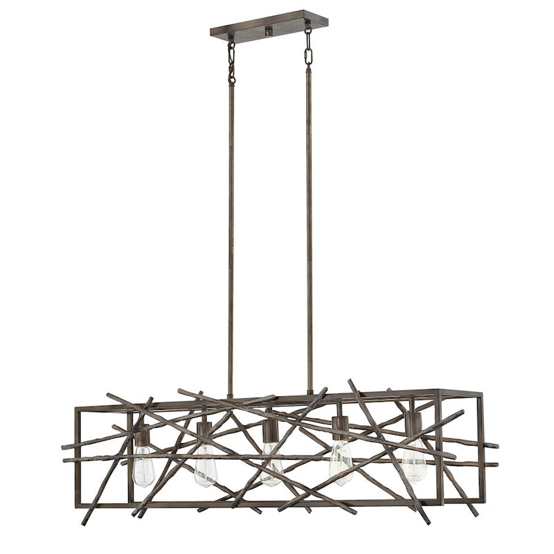 Quoizel Brigham Linear 5 Light Chandelier, Restored Bronze